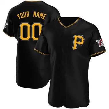 Custom Men's Authentic Pittsburgh Pirates Black Alternate Jersey