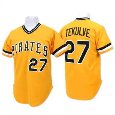 Kent Tekulve Men's Authentic Pittsburgh Pirates Gold Throwback Jersey